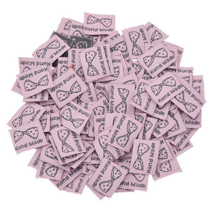100pcs Hand Made Cloth Fabric Labels Printed Handmade With Love Garment Labels Tags For Clothes Bags DIY Sewing Craft Clothing - 1.7x1.2cm - Asia Sell