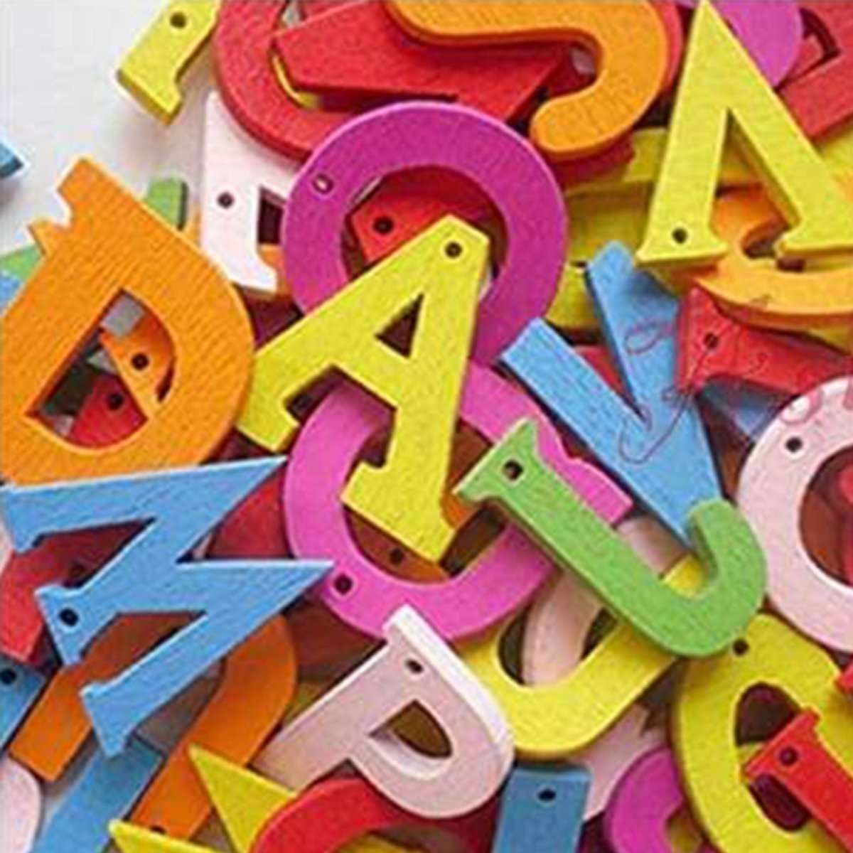 100pcs Letters With Holes Wooden DIY Craft Wood Alphabet Letters Lettering - - Asia Sell