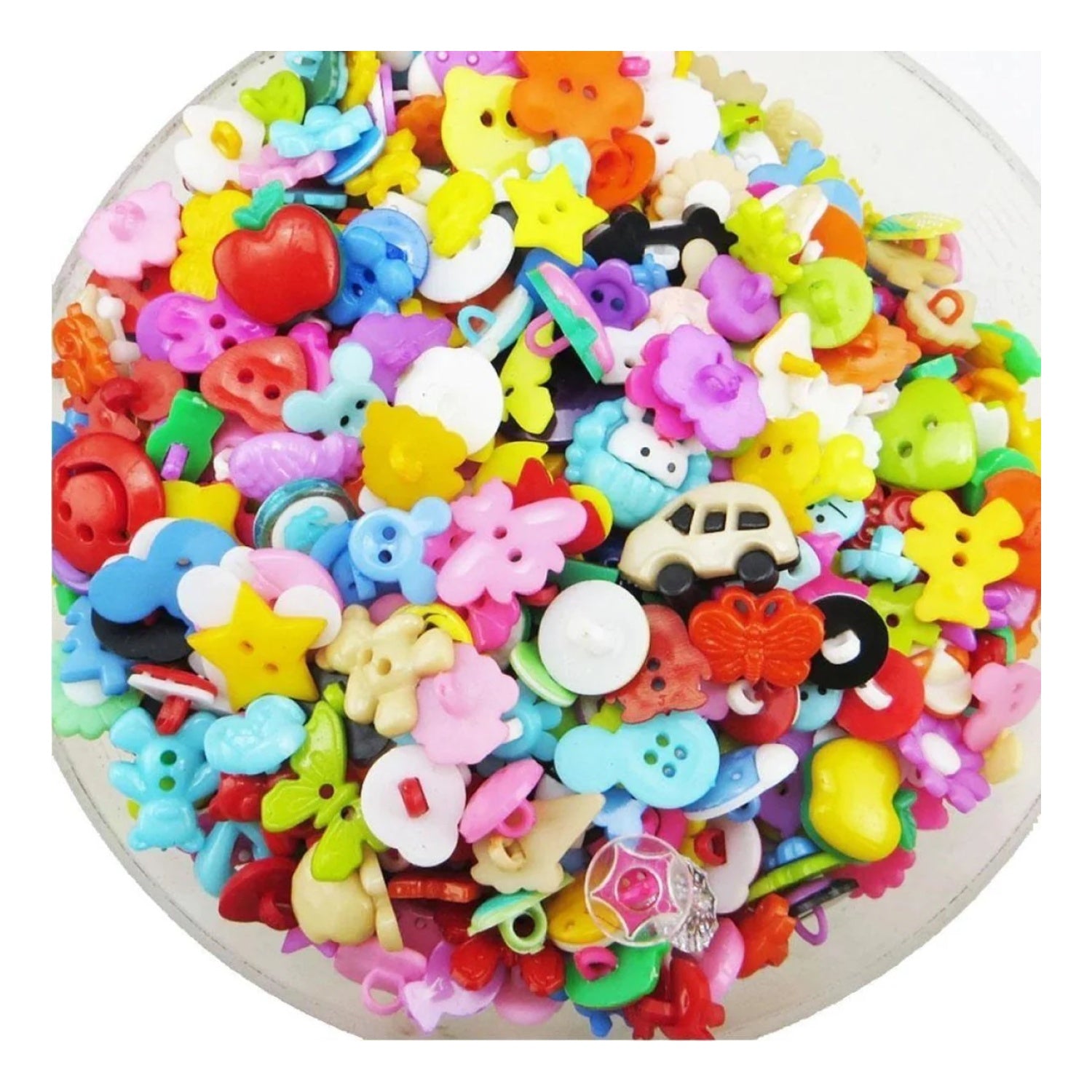 100pcs Mixed Shapes Buttons and Brooches for Kids Clothing Plastic Colourful Sewing - - Asia Sell