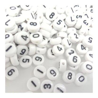 100pcs Numbers Spacer Beads DIY Black Writing on White Bead - - Asia Sell