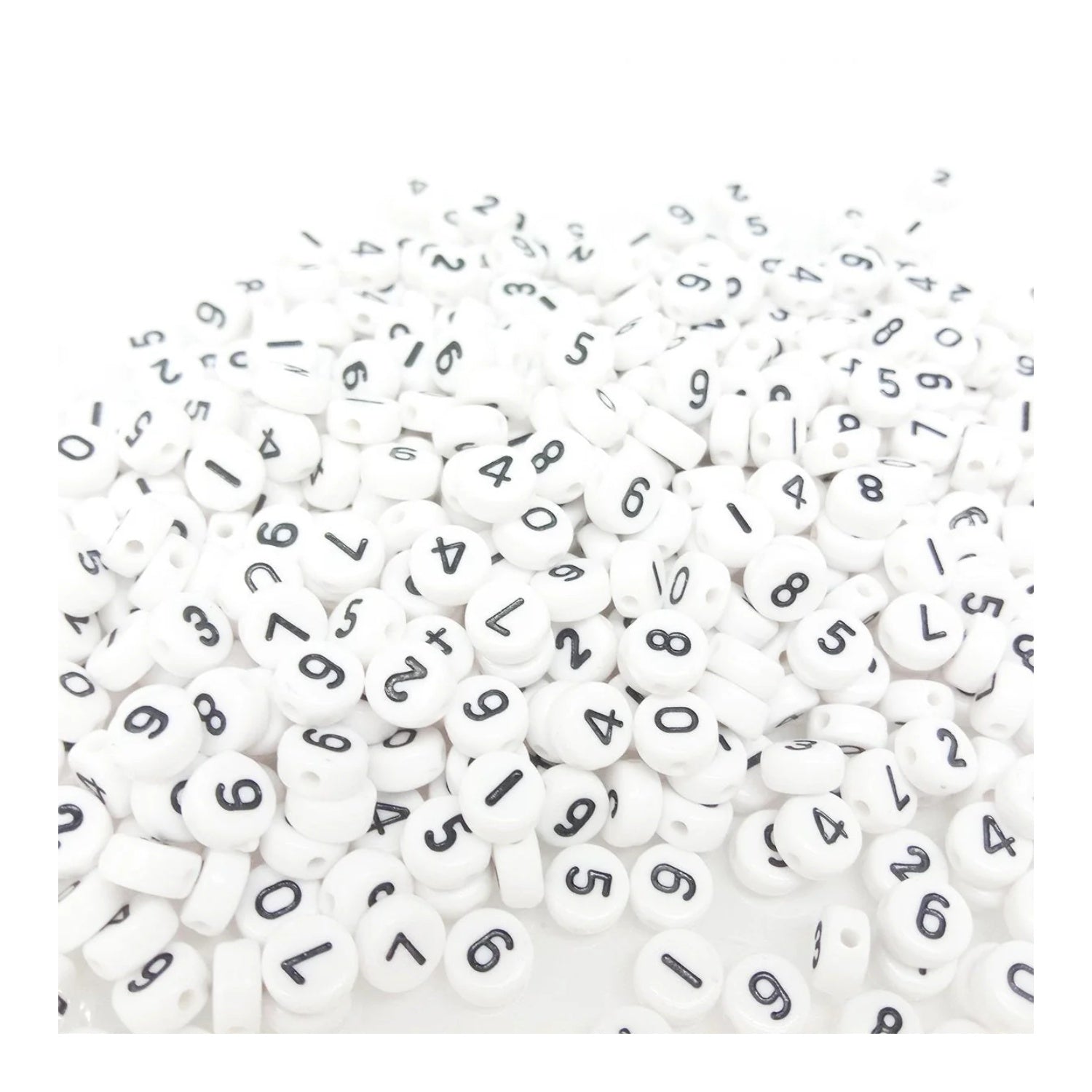 100pcs Numbers Spacer Beads DIY Black Writing on White Bead - - Asia Sell