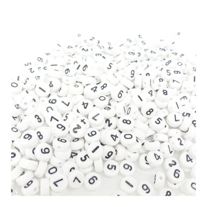 100pcs Numbers Spacer Beads DIY Black Writing on White Bead - - Asia Sell