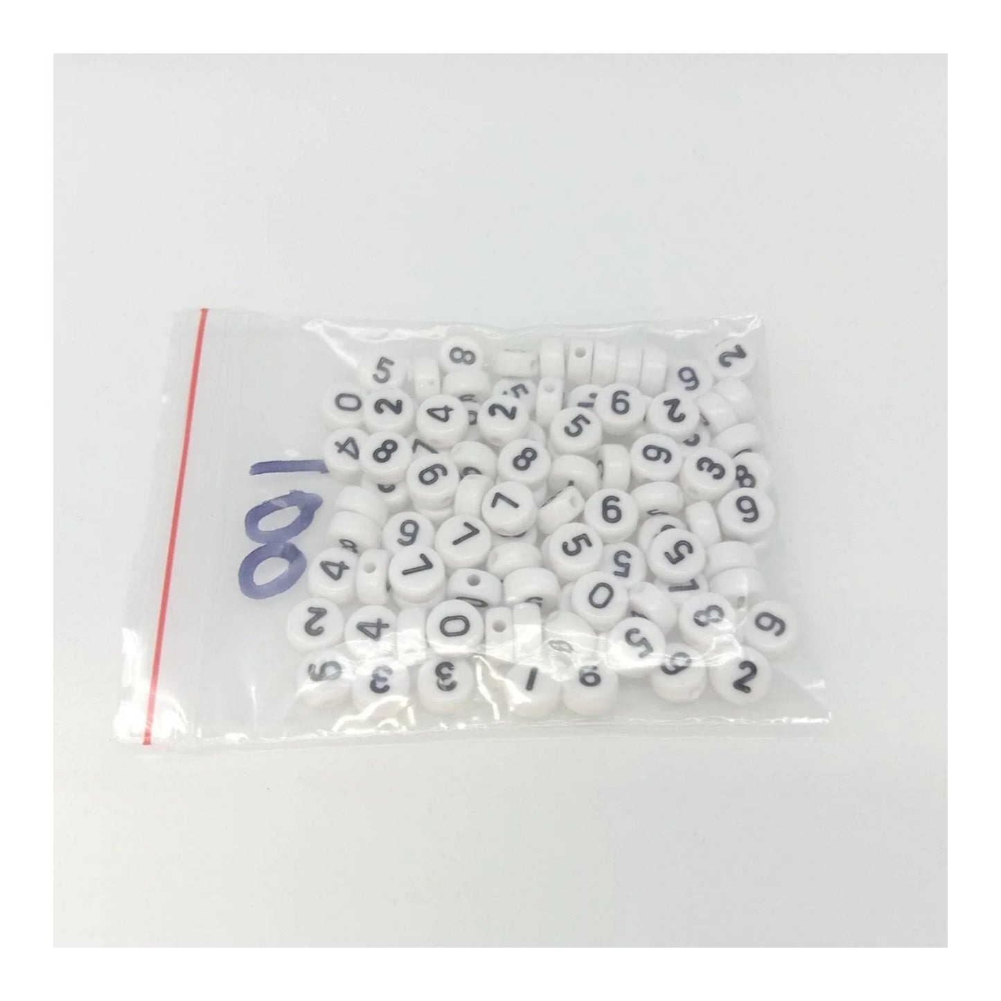 100pcs Numbers Spacer Beads DIY Black Writing on White Bead - - Asia Sell