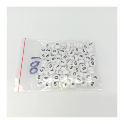 100pcs Numbers Spacer Beads DIY Black Writing on White Bead - - Asia Sell