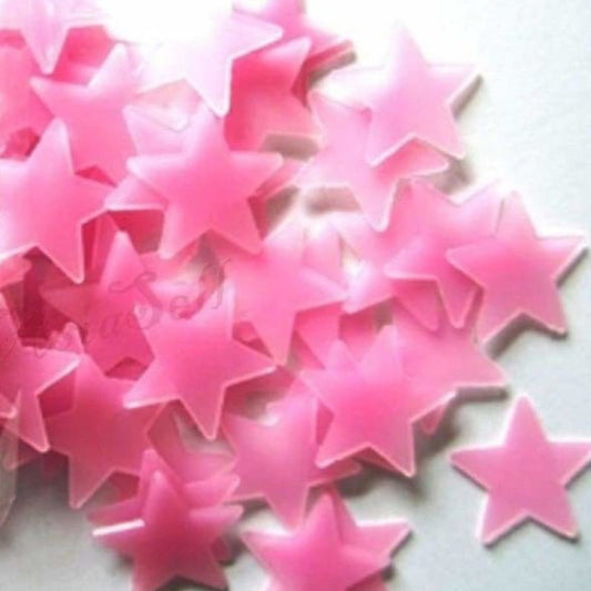 100pcs PINK Wall Stars Glow In The Dark Nursery Room Luminous Fluorescent GITD Stickers - - Asia Sell