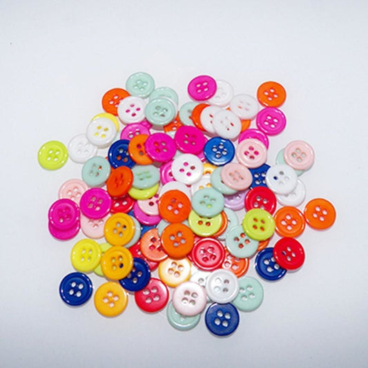 100pcs Resin Buttons 11mm Mixed Colours 4-Hole Button DIY - - Asia Sell