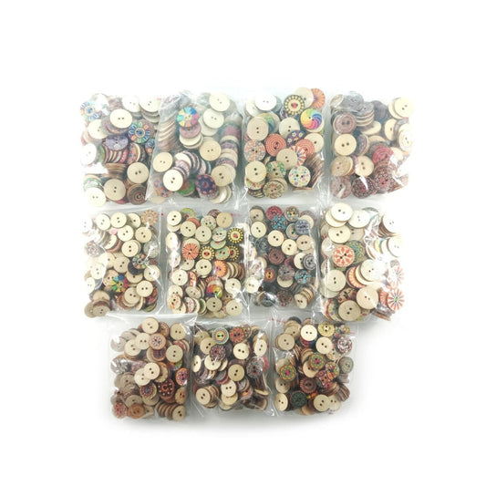 100pcs Retro Wooden Buttons for Handmade Clothes 15-20mm Random Selection Scrapbooking - 15mm Retro - Asia Sell