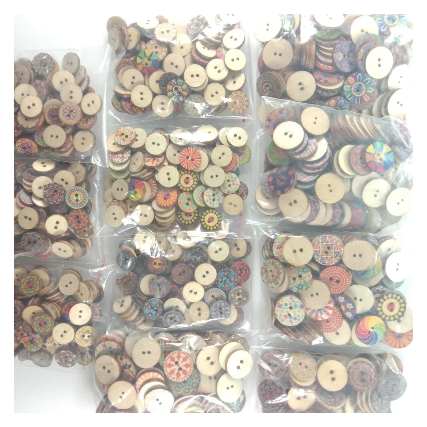 100pcs Retro Wooden Buttons for Handmade Clothes 15-20mm Random Selection Scrapbooking - 15mm Retro - Asia Sell