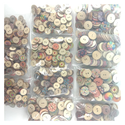 100pcs Retro Wooden Buttons for Handmade Clothes 15-20mm Random Selection Scrapbooking - 15mm Retro - Asia Sell