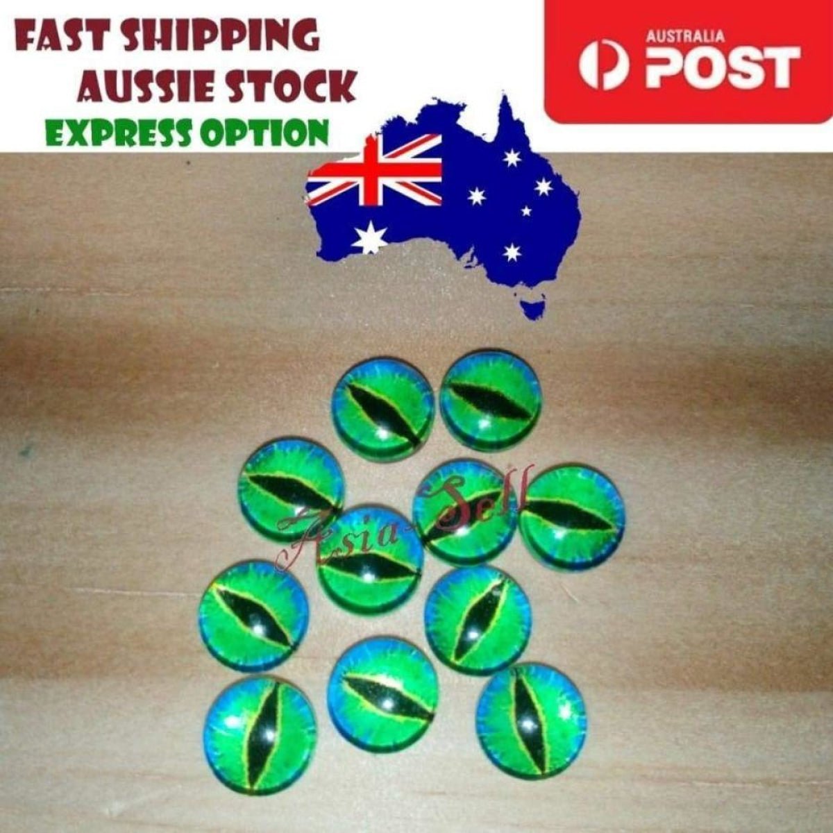 100pcs Round 6mm Glass Eyes Dragon Lizard Frog Eyeballs - B - Asia Sell