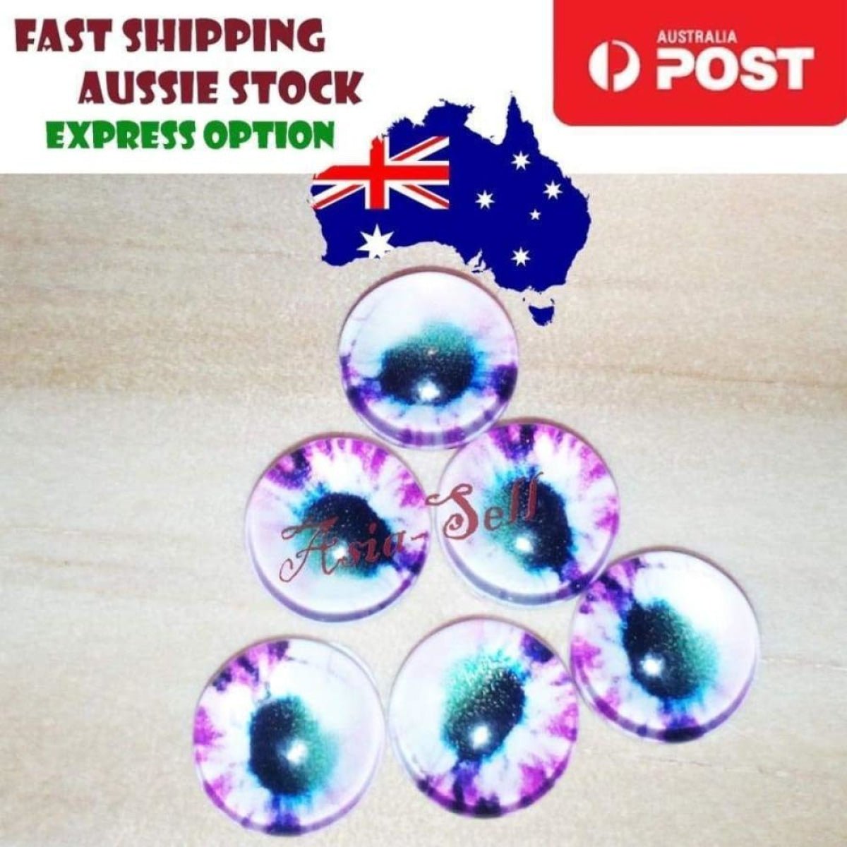 100pcs Round 6mm Glass Eyes Dragon Lizard Frog Eyeballs - D - Asia Sell