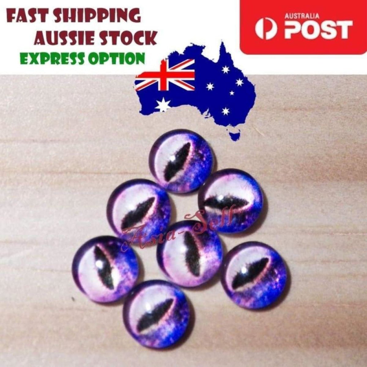 100pcs Round 6mm Glass Eyes Dragon Lizard Frog Eyeballs - E - Asia Sell