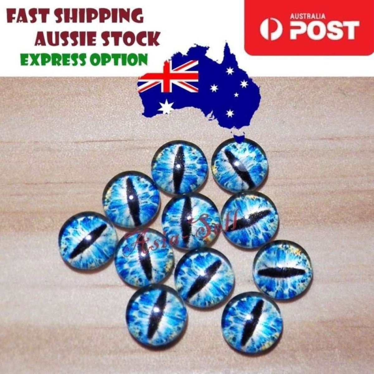 100pcs Round 6mm Glass Eyes Dragon Lizard Frog Eyeballs - F - Asia Sell