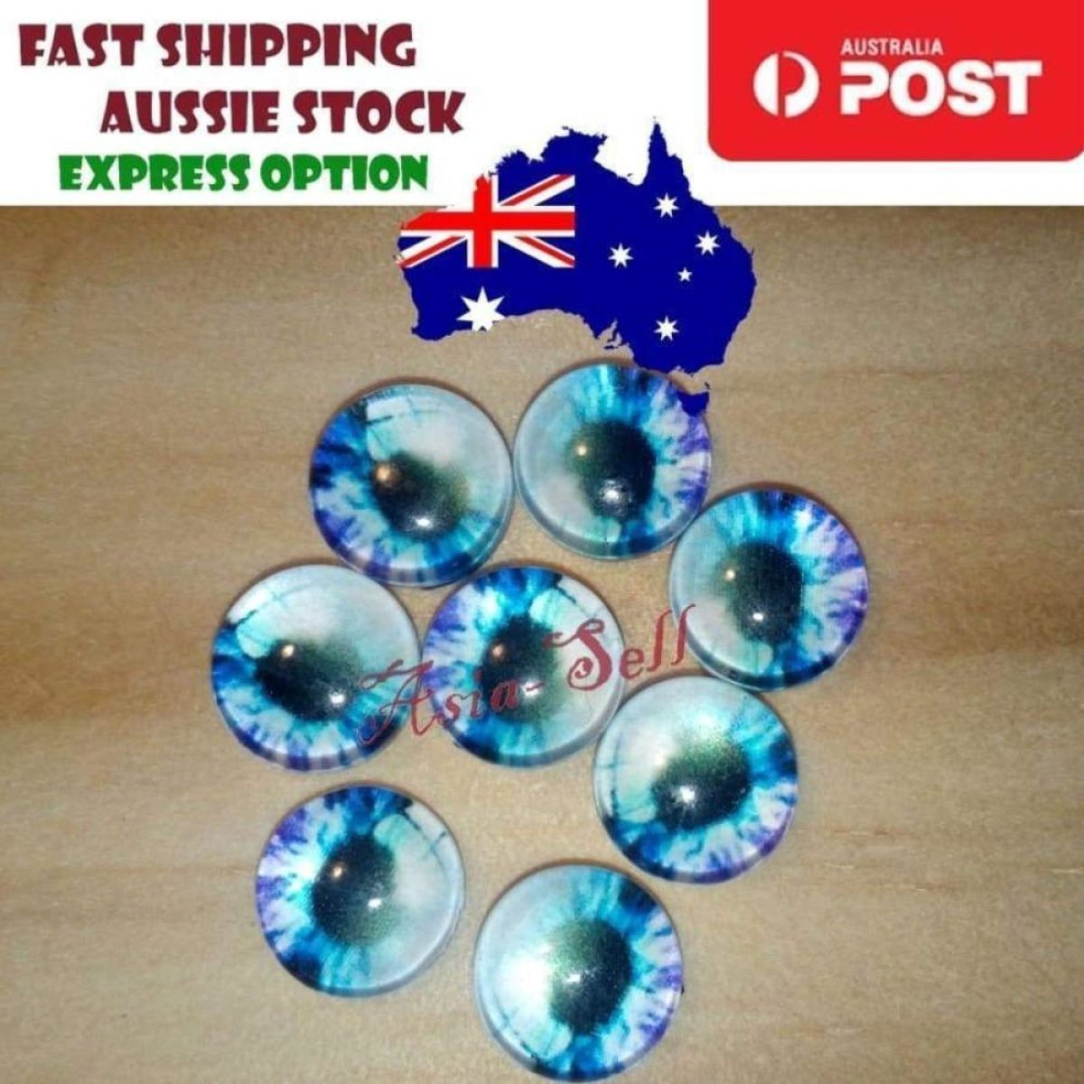 100pcs Round 6mm Glass Eyes Dragon Lizard Frog Eyeballs - K - Asia Sell