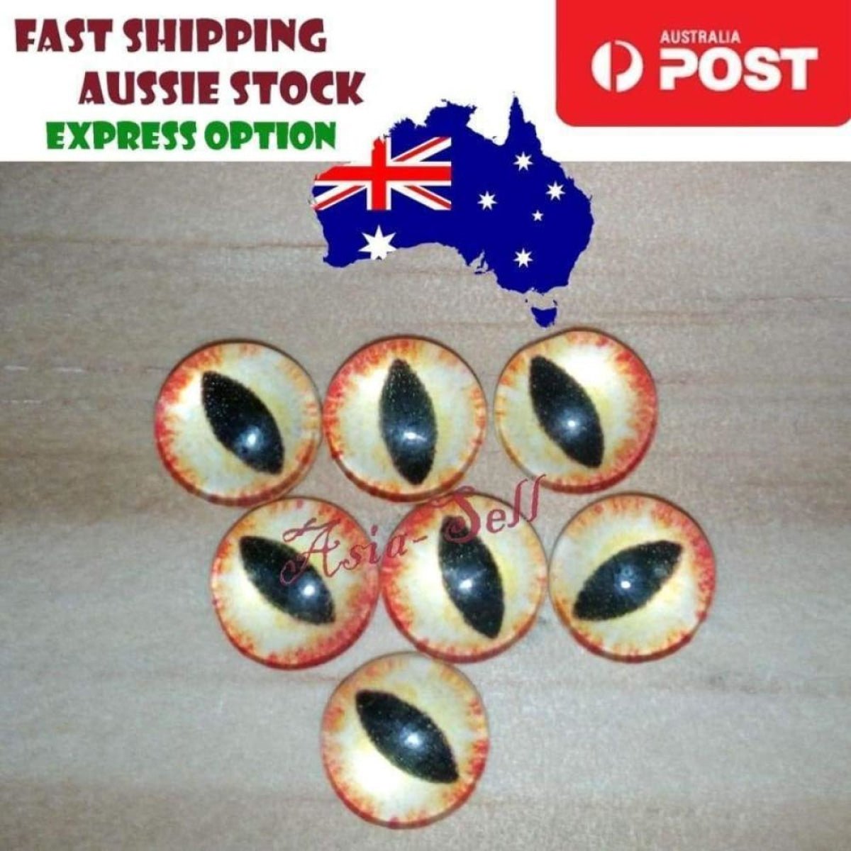 100pcs Round 6mm Glass Eyes Dragon Lizard Frog Eyeballs - M - Asia Sell