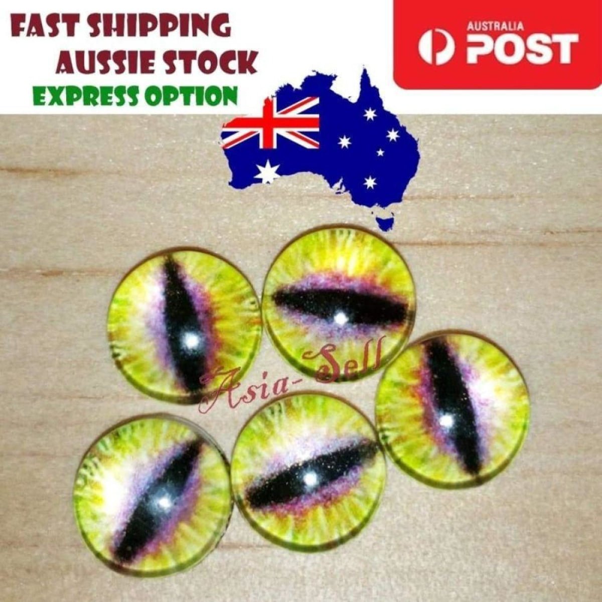 100pcs Round 6mm Glass Eyes Dragon Lizard Frog Eyeballs - O - Asia Sell