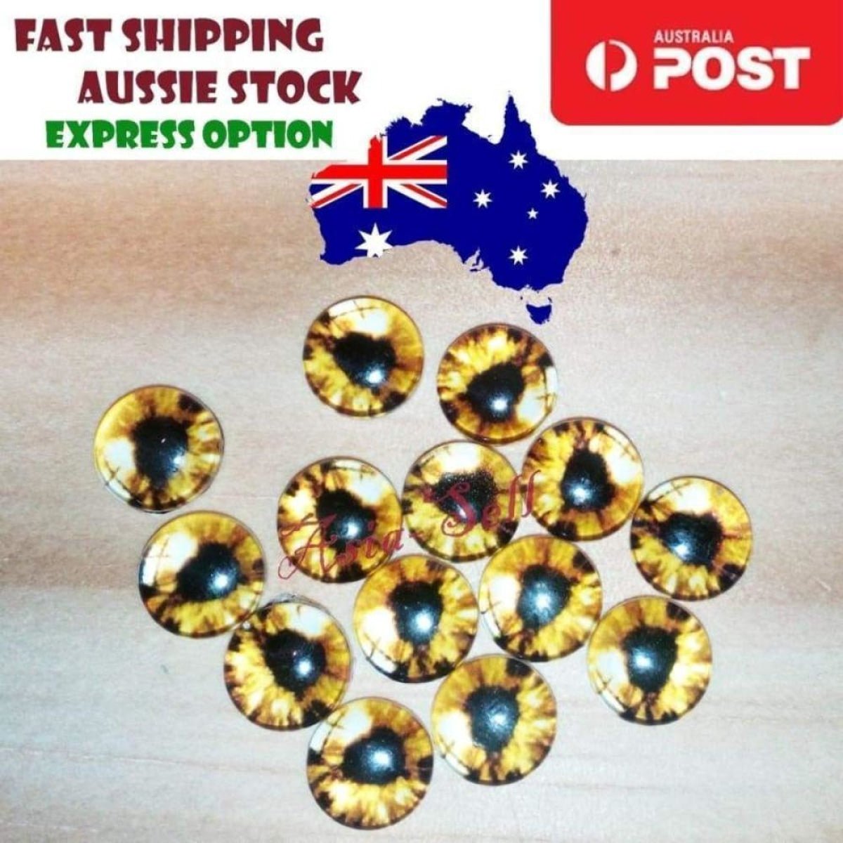 100pcs Round 6mm Glass Eyes Dragon Lizard Frog Eyeballs - P - Asia Sell