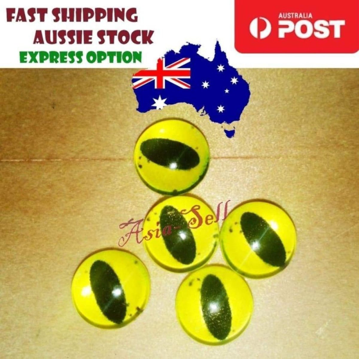 100pcs Round 6mm Glass Eyes Dragon Lizard Frog Eyeballs - S - Asia Sell