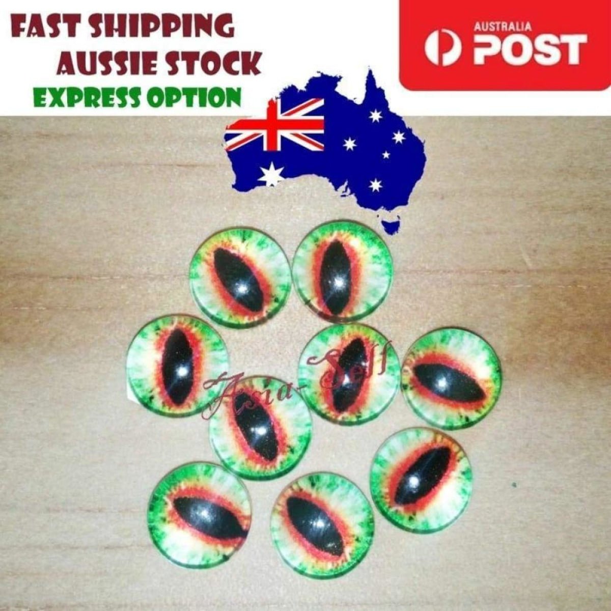 100pcs Round 8mm Glass Eyes Dragon Lizard Frog Eyeballs - H - - Asia Sell