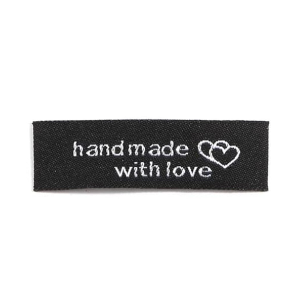 100pcs Sewing Tags Clothing Labels Cloth Fabric "Handmade with Love" Bags DIY - Black - Asia Sell