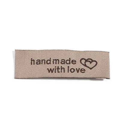 100pcs Sewing Tags Clothing Labels Cloth Fabric "Handmade with Love" Bags DIY - Brown - Asia Sell