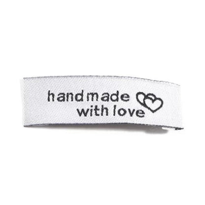 100pcs Sewing Tags Clothing Labels Cloth Fabric "Handmade with Love" Bags DIY - White - Asia Sell