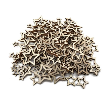100pcs Wooden Stars Confetti 10-30mm Wood Crafts Decorations Centre-Removed - 10-20mm Mixed - - Asia Sell