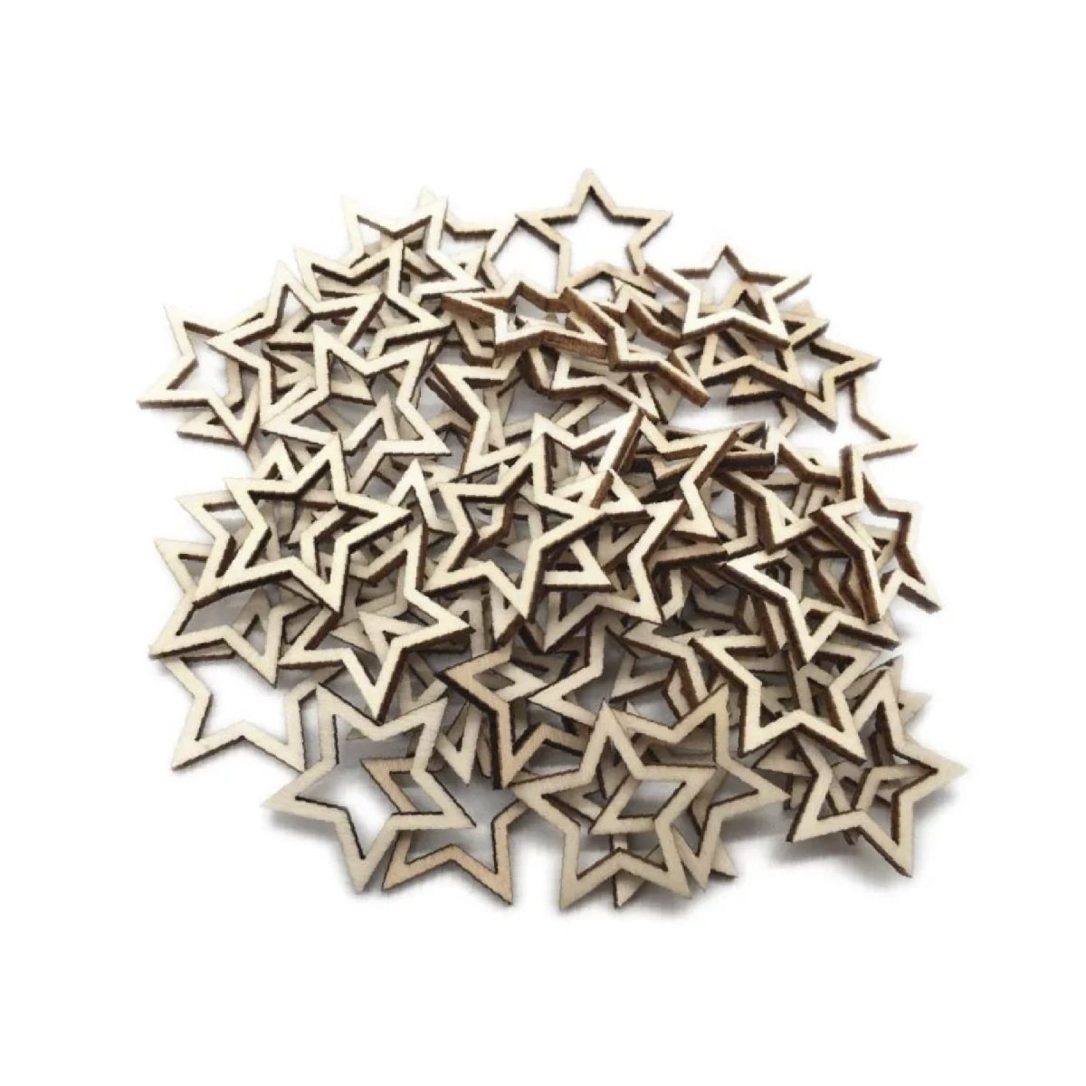 100pcs Wooden Stars Confetti 10-30mm Wood Crafts Decorations Centre-Removed - 30mm Only - - Asia Sell