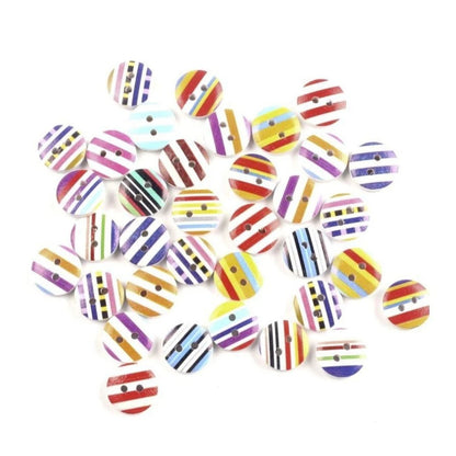 Colorful striped buttons on a white background