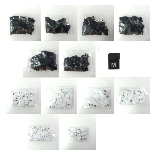 100pcs Clothing Size Label Tags XS S M L XL 2XL 3XL 4XL Black Text White Garment Clothes T Shirt Dress Fabric - 2XL Black - Asia Sell