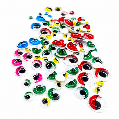 100pcs Googly Boggle Joggle Eyes Mixed 8mm-15mm Yellow Red Blue Green Pink Eyelashes Dolls Eyes Craft