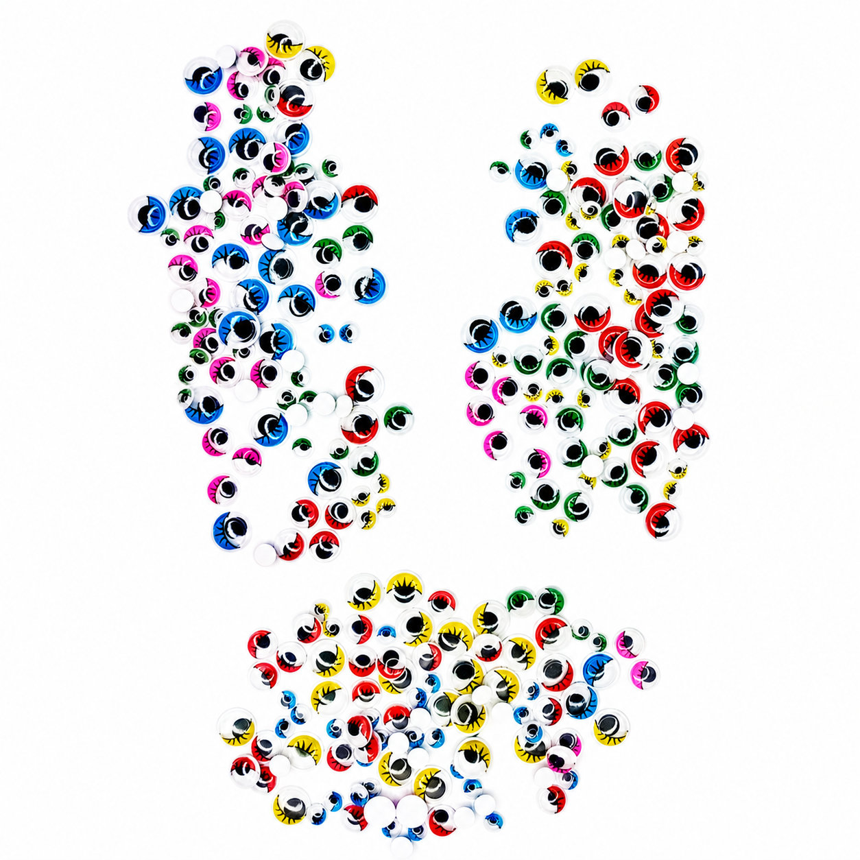 100pcs Googly Boggle Joggle Eyes Mixed 8mm-15mm Yellow Red Blue Green Pink Eyelashes Dolls Eyes Craft