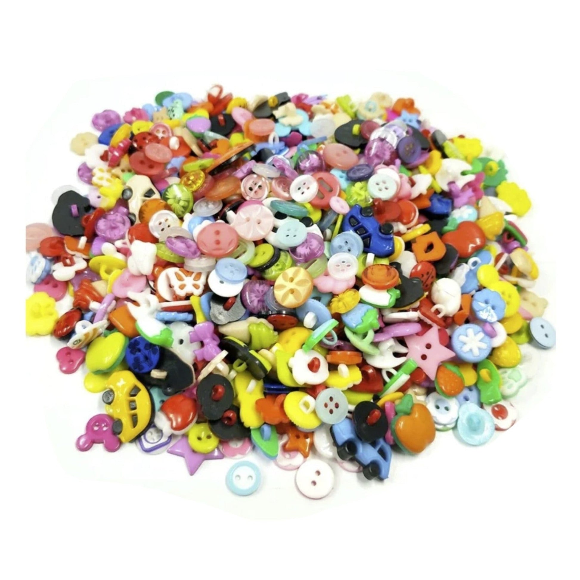 100pcs Mixed Shapes Buttons and Brooches for Kids Clothing Plastic Colourful Sewing