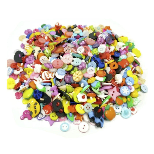 100pcs Mixed Shapes Buttons and Brooches for Kids Clothing Plastic Colourful Sewing