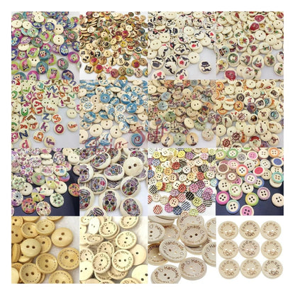 Collage of various colorful buttons with different patterns and designs.