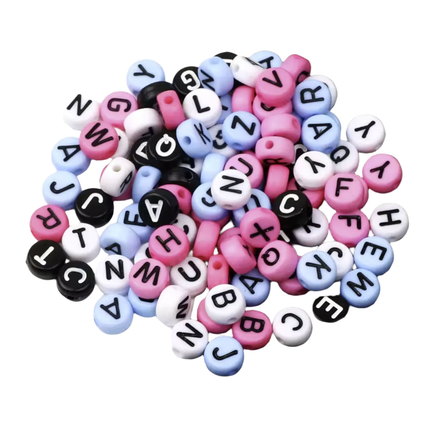 100pcs PINK WHITE BLACK Alphabet Letters Spacer Beads for Jewelry Making DIY Bracelet Accessories 7mmx4mm Charm | Asia Sell