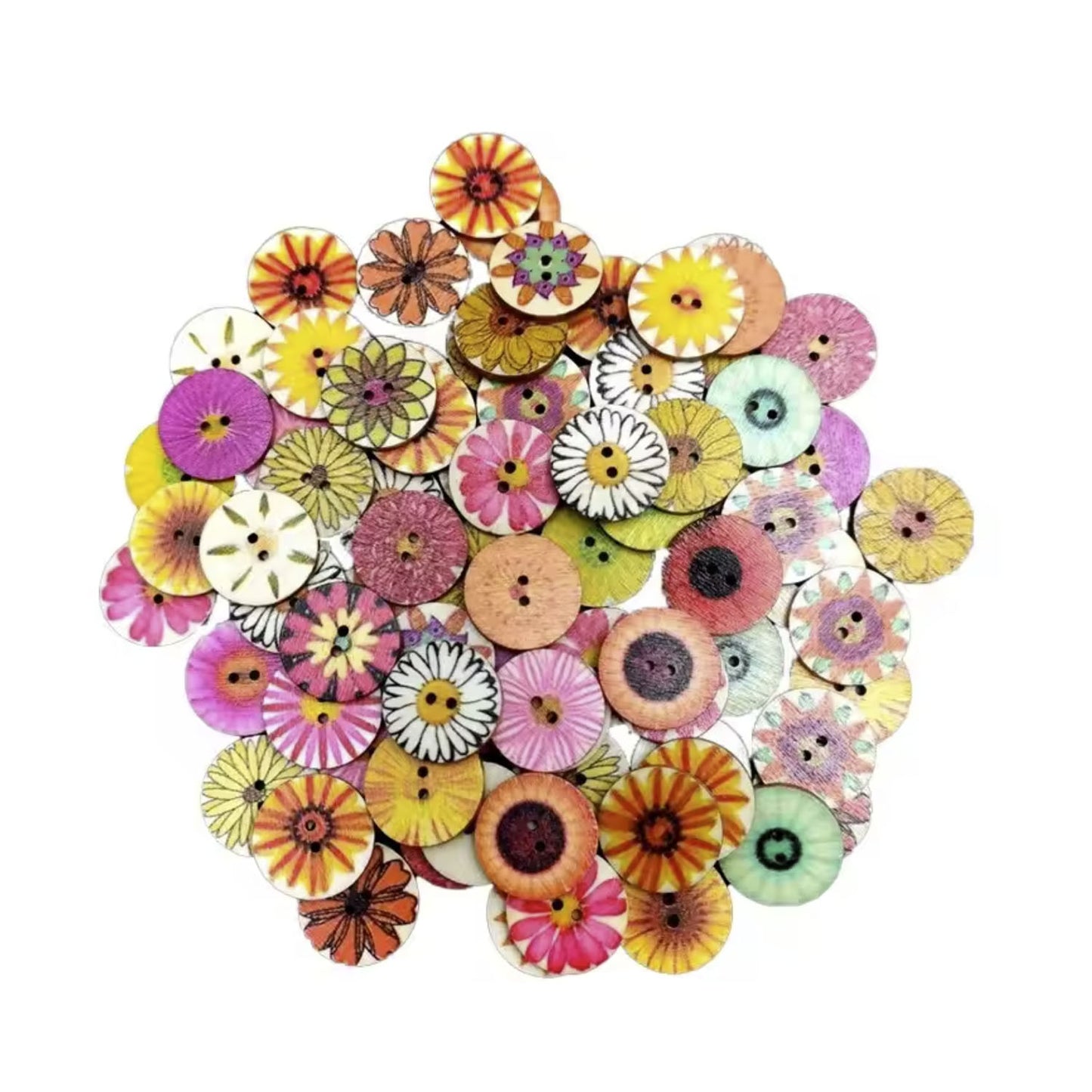 100pcs Vintage Retro Style Wooden Buttons 15mm For Clothes Decoration DIY Sewing Supplies Two-Holes | Asia Sell