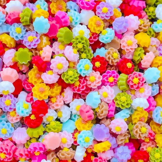 100pcs Mini Mixed Flowers Flat Back Resin Cabochons Scrapbooking DIY Jewelry Craft Rhinestone Decoration | Main Image | Asia Sell
