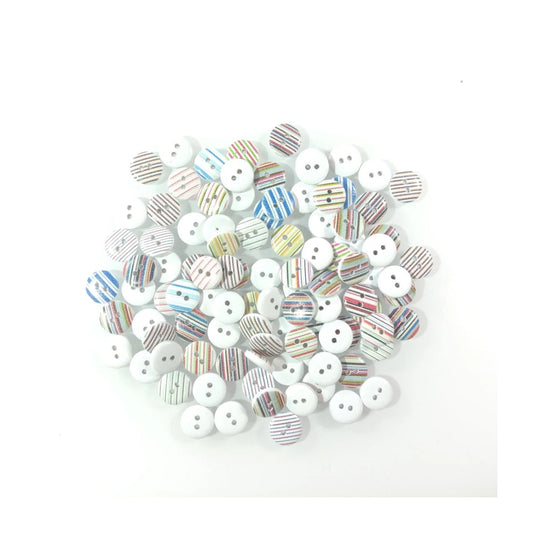 100x 13mm Mixed Striped Wooden Buttons For Clothes Crafts Sewing 2-Hole - - Asia Sell