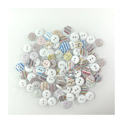 100x 13mm Mixed Striped Wooden Buttons For Clothes Crafts Sewing 2-Hole - - Asia Sell