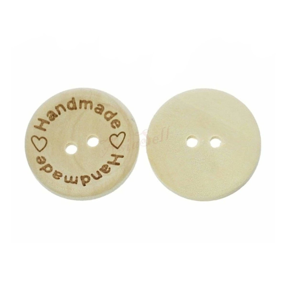 100x 15mm "Handmade Handmade" Round Wooden Buttons Handmade Clothes - Asia Sell