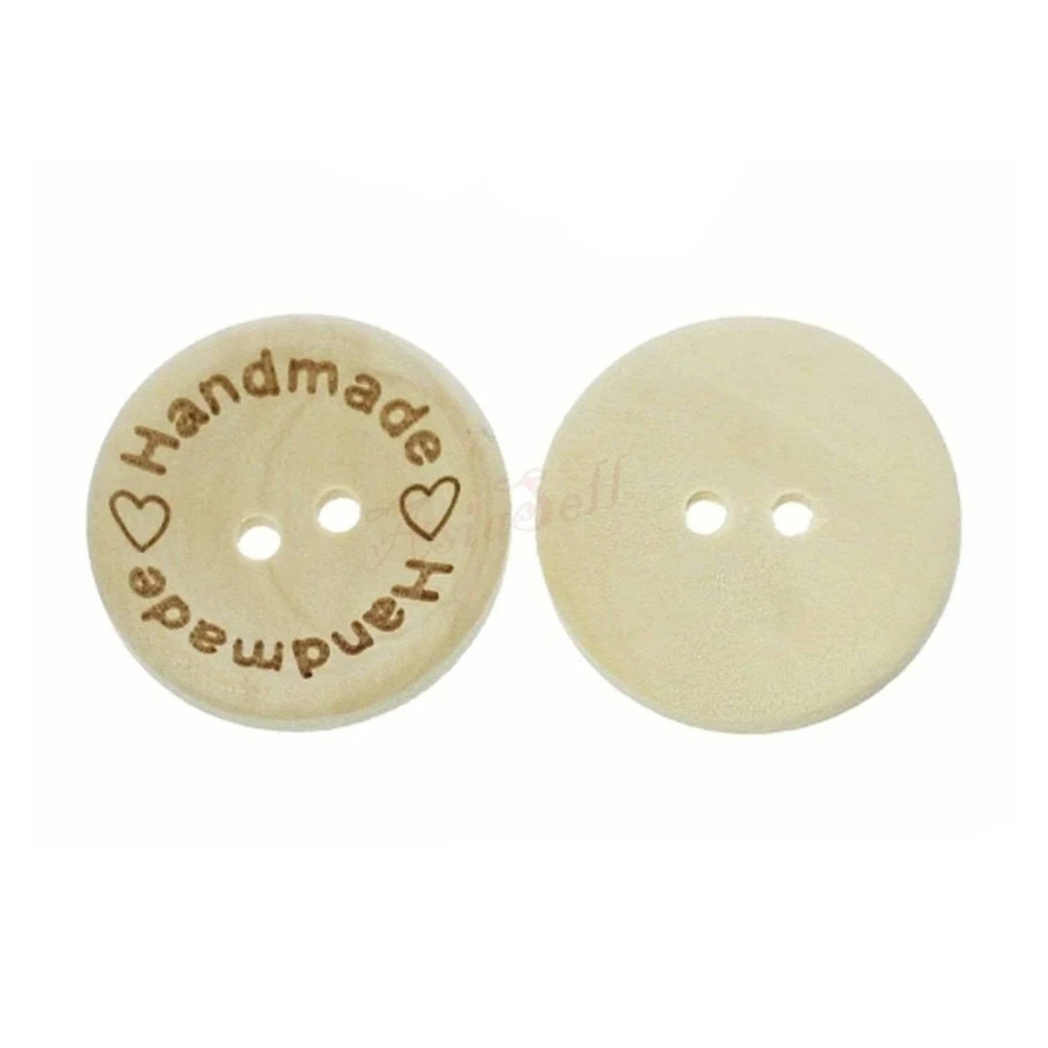 100x 20mm "Handmade Handmade" Round Wooden Buttons Handmade Clothes - - Asia Sell