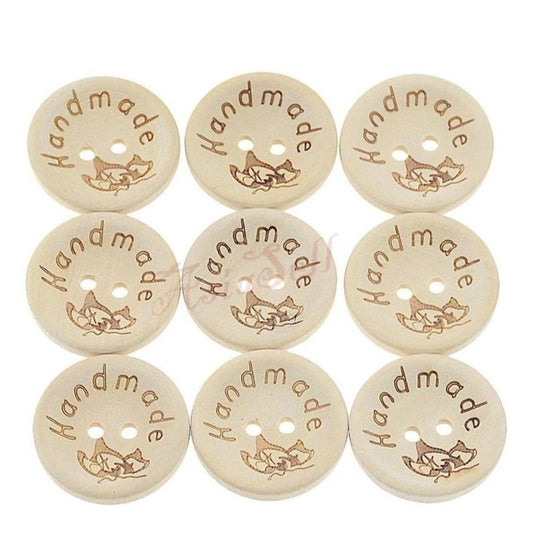 100x 25mm Leaf Design Round Wooden Buttons Handmade Clothes - - Asia Sell