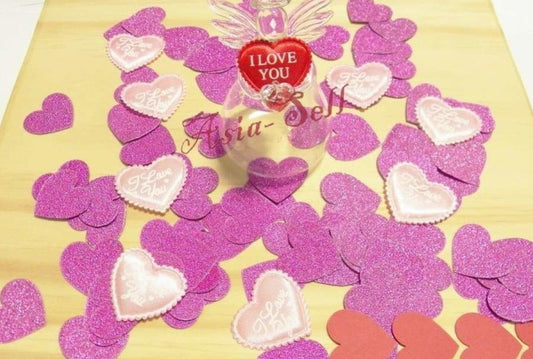 100x 3cm Hearts PURPLE GLITTER Valentines Birthday Wedding Party Decoration Pink Confetti - Asia Sell