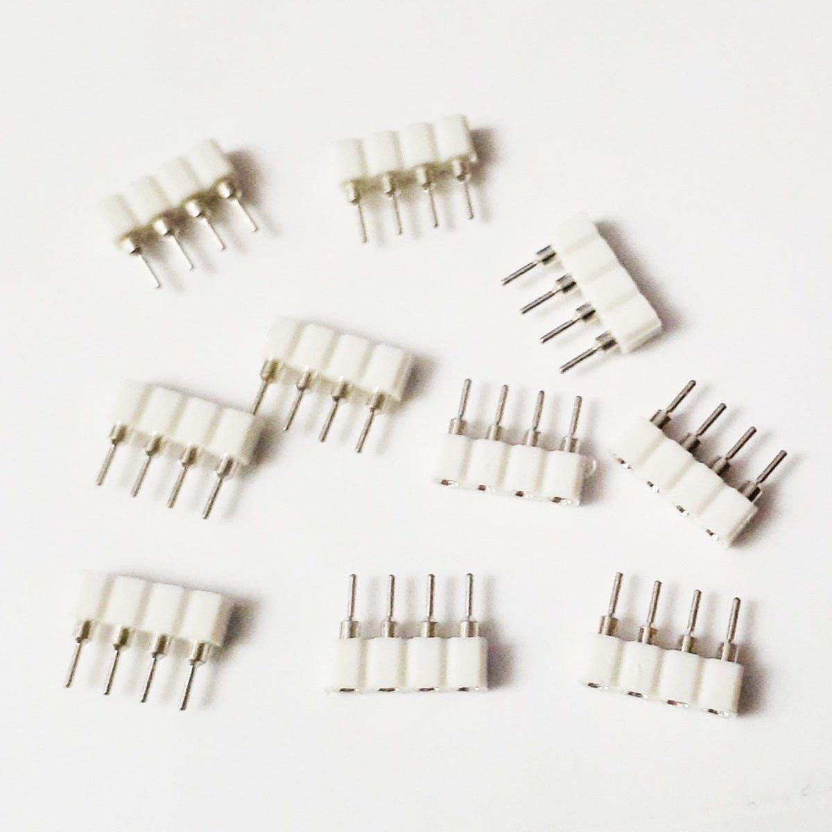 100x 4 Pin Female Needle RGB Connector White 5050 3528 LED Strip Light Header Cable Accessory - Asia Sell