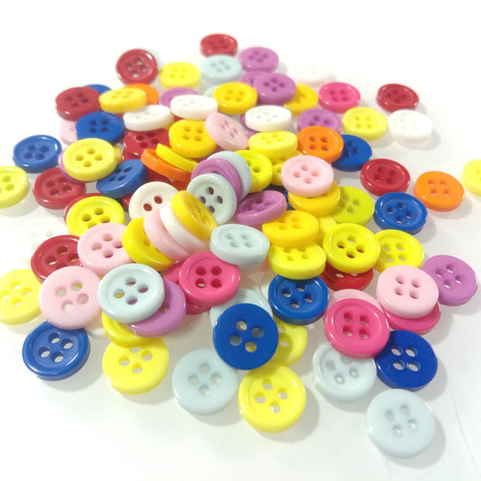 100x Mixed Coloured 9mm 4-Hole Buttons Sewing For Apparel Kids Clothes Scrapbooking - - Asia Sell