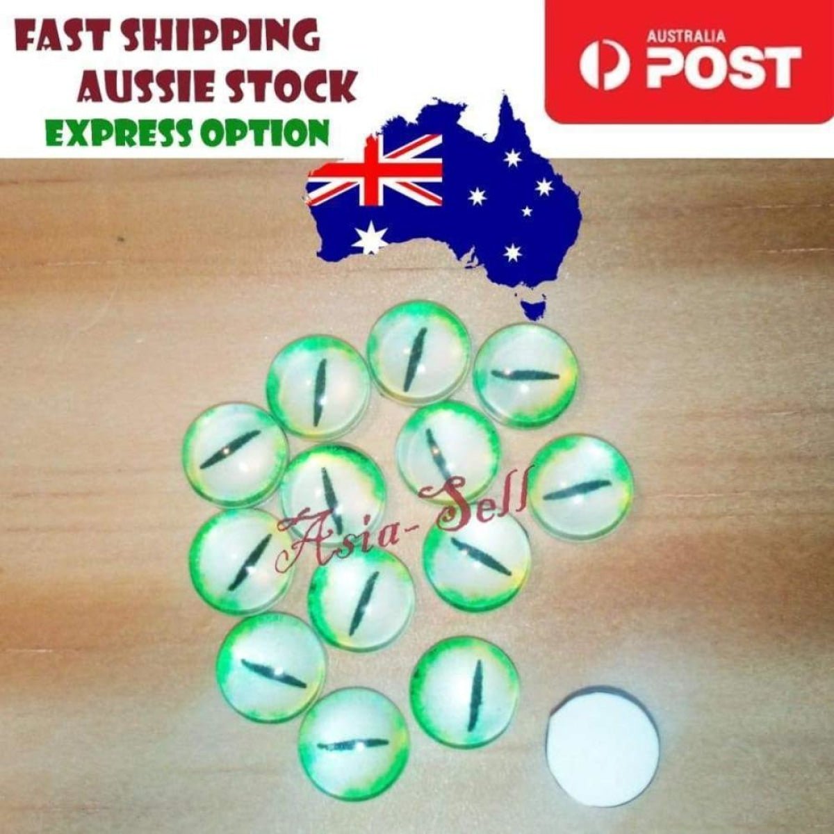 100x Round 10mm Glass Doll Eyes Dragon Lizard Frog Eyeballs - I - Asia Sell