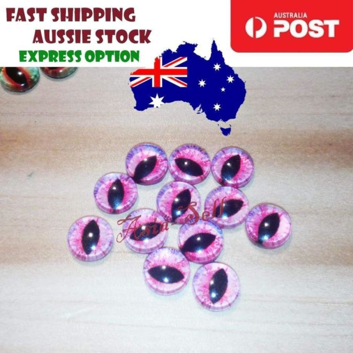 100x Round 10mm Glass Doll Eyes Dragon Lizard Frog Eyeballs - J - Asia Sell