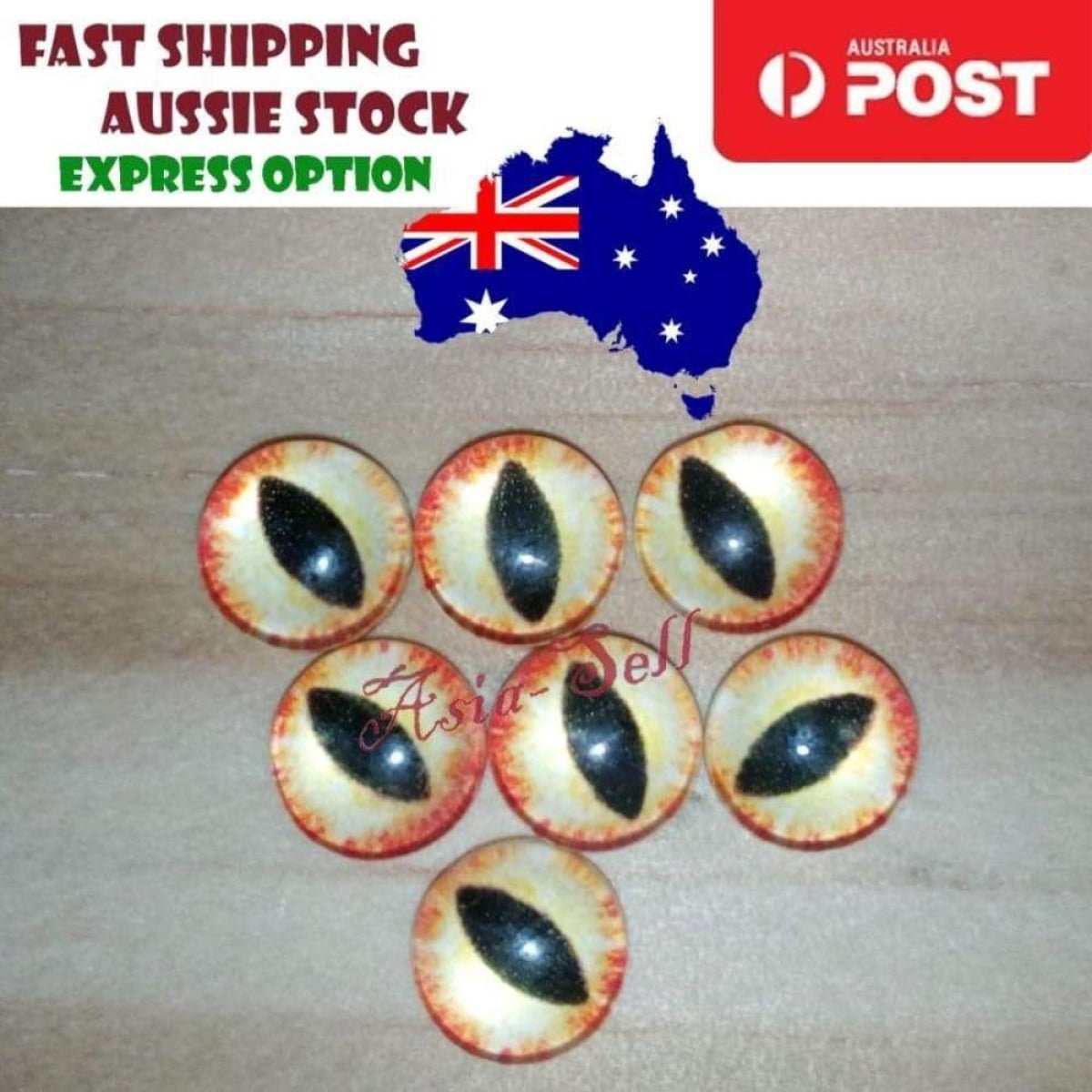 100x Round 10mm Glass Doll Eyes Dragon Lizard Frog Eyeballs - M - Asia Sell