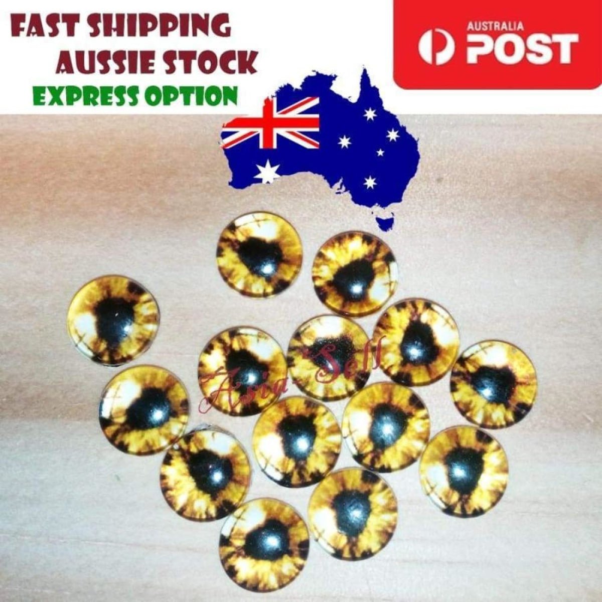 100x Round 10mm Glass Doll Eyes Dragon Lizard Frog Eyeballs - P - Asia Sell